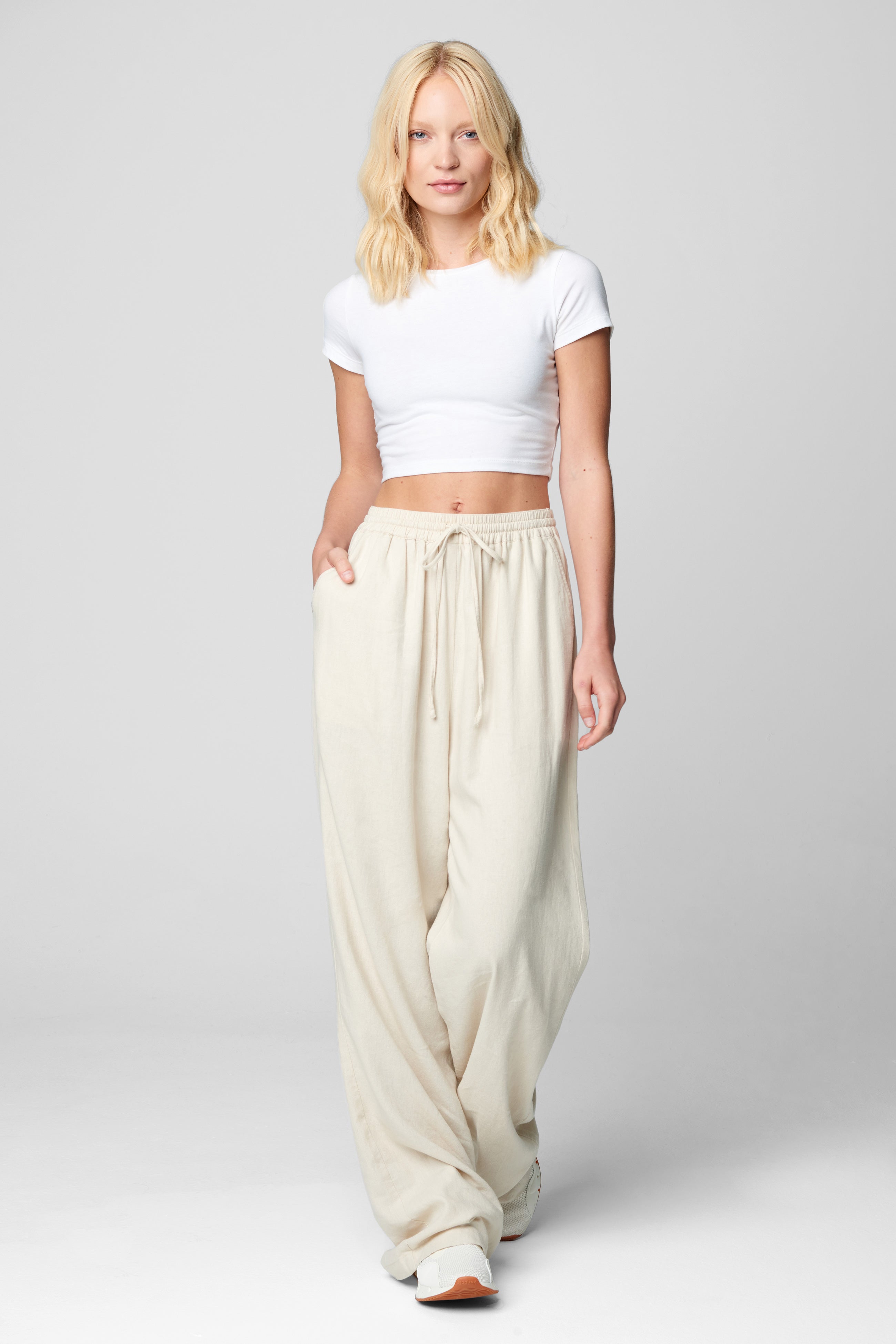 Sand Wash Rib Wide-leg Pant Set